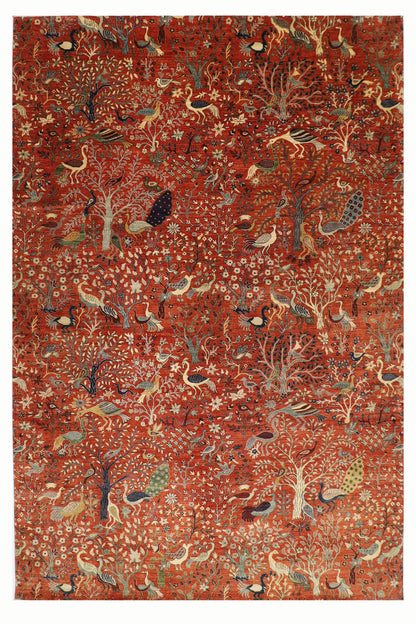 307 x 422 cm | Oriental Birds Large Area Rug Afghan Hand Knotted Veg Dye Wool carpet