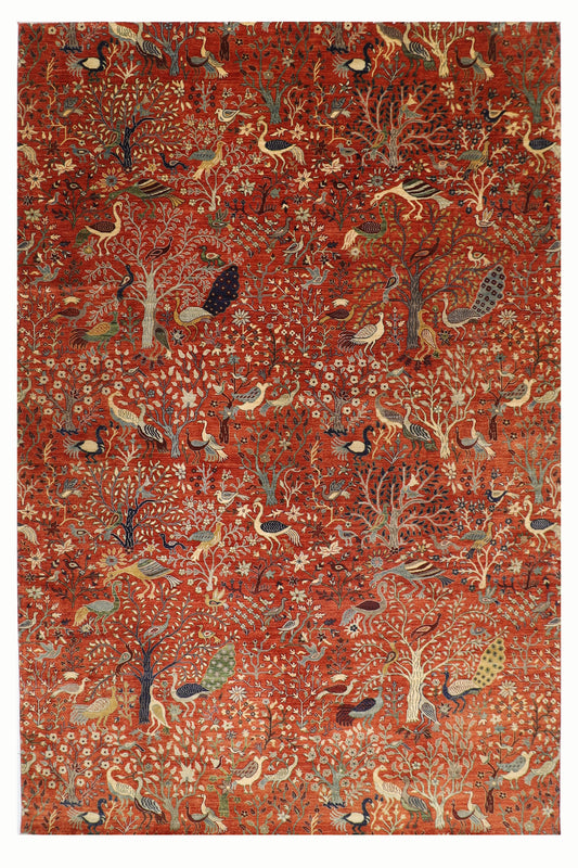 307 x 422 cm | Oriental Birds Large Area Rug Afghan Hand Knotted Veg Dye Wool carpet