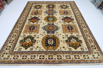 250 x 305 cm | Tribal Waziri Beige Area Rug Afghan Hand Knotted veg Dye Wool carpet