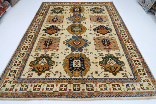 250 x 305 cm | Tribal Waziri Beige Area Rug Afghan Hand Knotted veg Dye Wool carpet