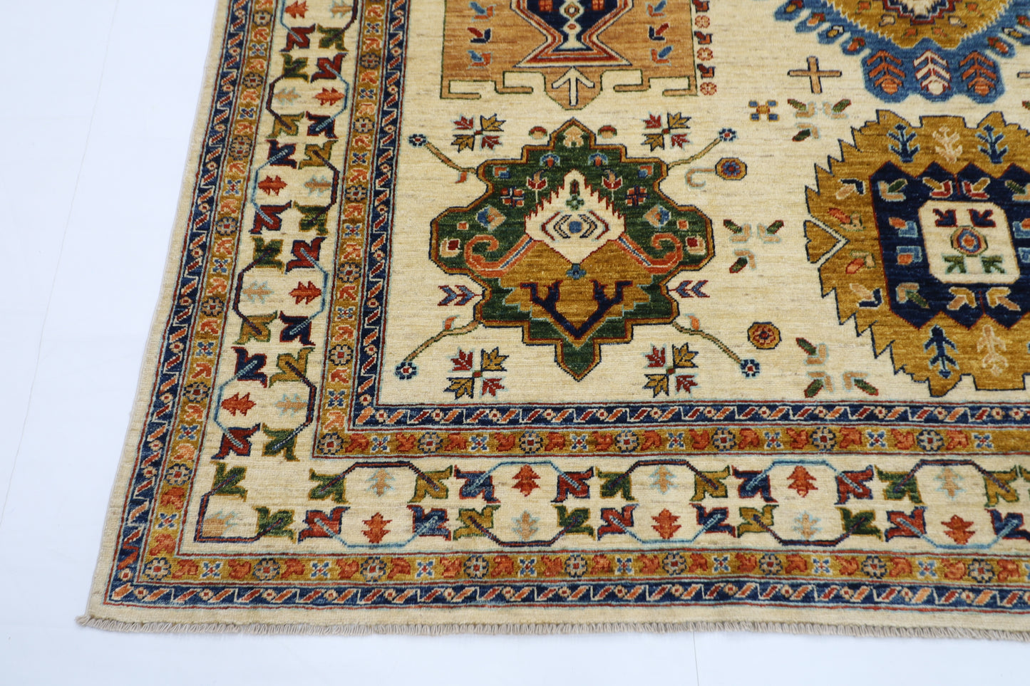 250 x 305 cm | Tribal Waziri Beige Area Rug Afghan Hand Knotted veg Dye Wool carpet