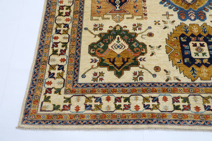 250 x 305 cm | Tribal Waziri Beige Area Rug Afghan Hand Knotted veg Dye Wool carpet