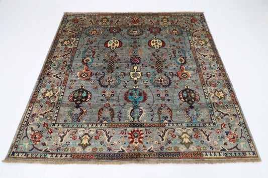 198 x 190 cm | Sultani Afghan Tribal Hand Knotted Veg Dye Wool carpet