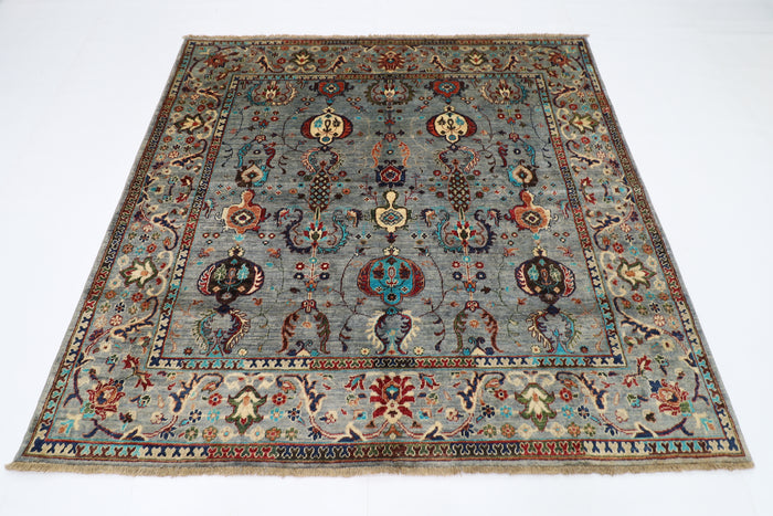 198 x 190 cm | Sultani Afghan Tribal Hand Knotted Veg Dye Wool carpet