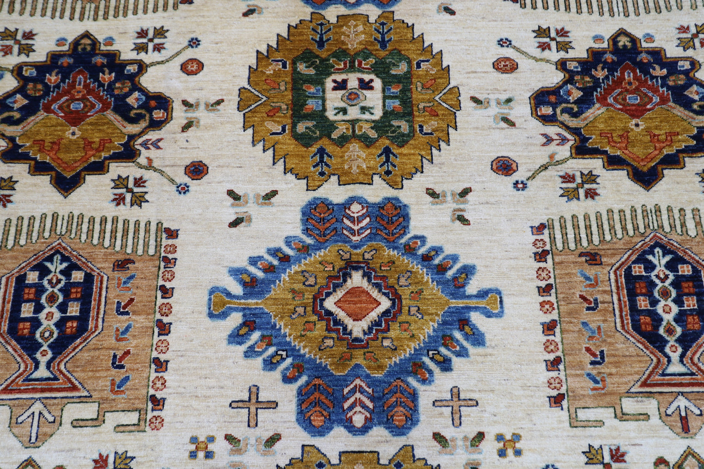 250 x 305 cm | Tribal Waziri Beige Area Rug Afghan Hand Knotted veg Dye Wool carpet
