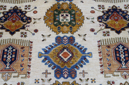 250 x 305 cm | Tribal Waziri Beige Area Rug Afghan Hand Knotted veg Dye Wool carpet