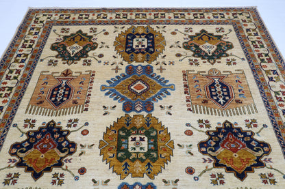 250 x 305 cm | Tribal Waziri Beige Area Rug Afghan Hand Knotted veg Dye Wool carpet