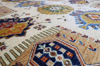 250 x 305 cm | Tribal Waziri Beige Area Rug Afghan Hand Knotted veg Dye Wool carpet