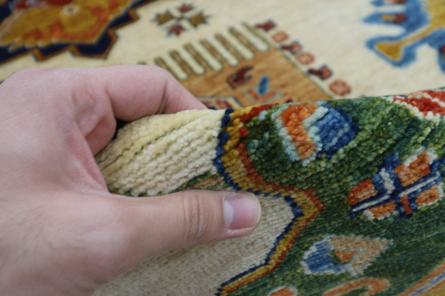 250 x 305 cm | Tribal Waziri Beige Area Rug Afghan Hand Knotted veg Dye Wool carpet