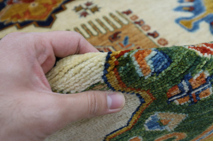 250 x 305 cm | Tribal Waziri Beige Area Rug Afghan Hand Knotted veg Dye Wool carpet
