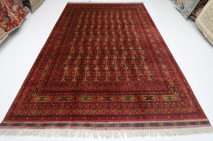 249 x 349 cm | Oriental Tribal Red Area Rug Afghan Hand Knotted Wool carpet
