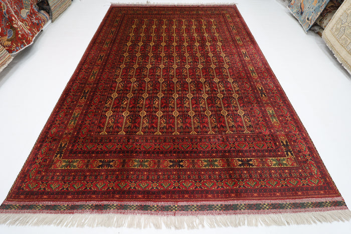 249 x 349 cm | Oriental Tribal Red Area Rug Afghan Hand Knotted Wool carpet