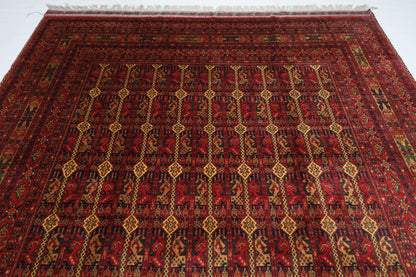 249 x 349 cm | Oriental Tribal Red Area Rug Afghan Hand Knotted Wool carpet