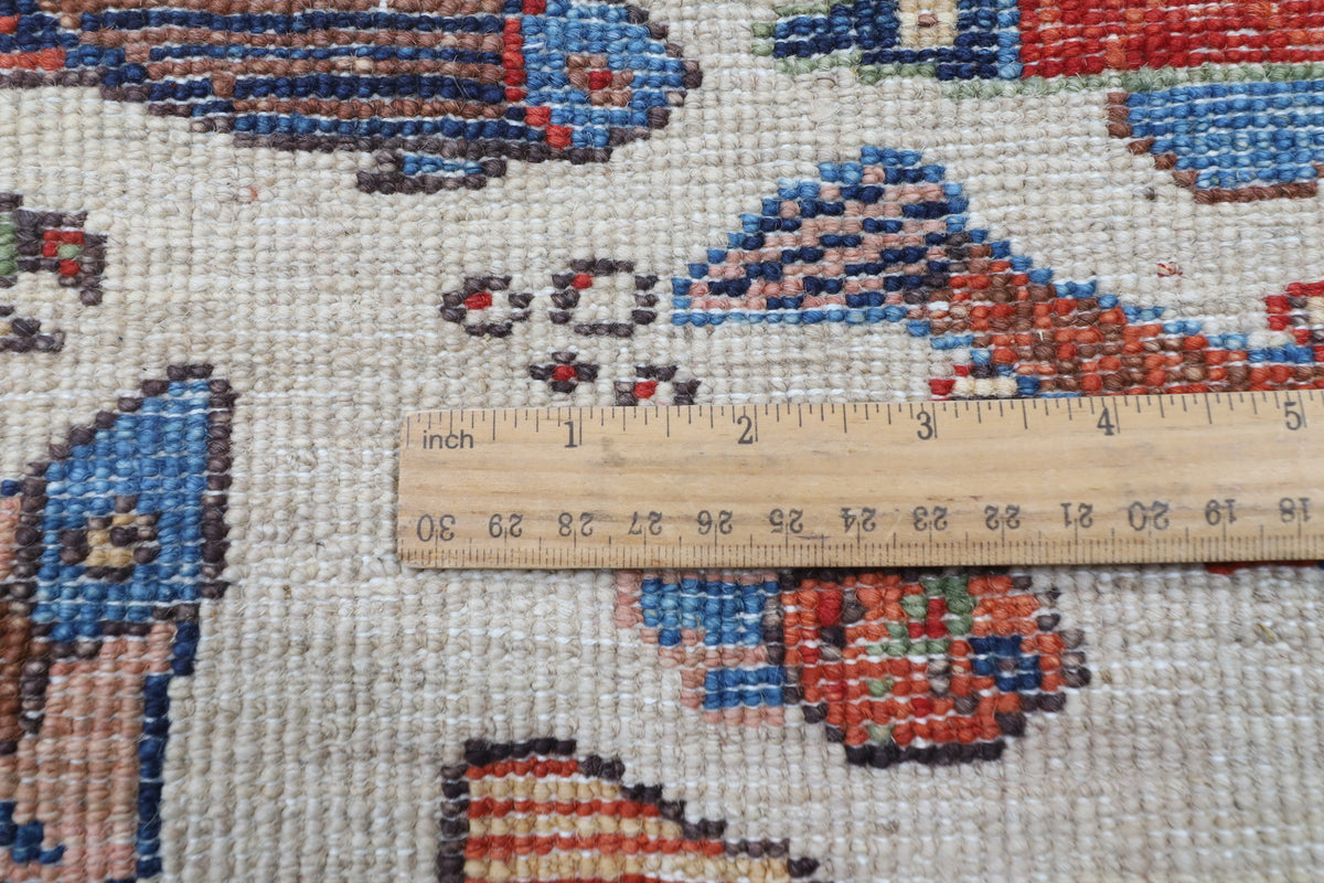 124 x 182 cm | Fish Design Hand Knotted Veg Dye Wool Afghan Carpet