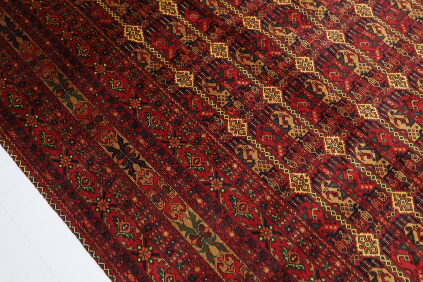249 x 349 cm | Oriental Tribal Red Area Rug Afghan Hand Knotted Wool carpet