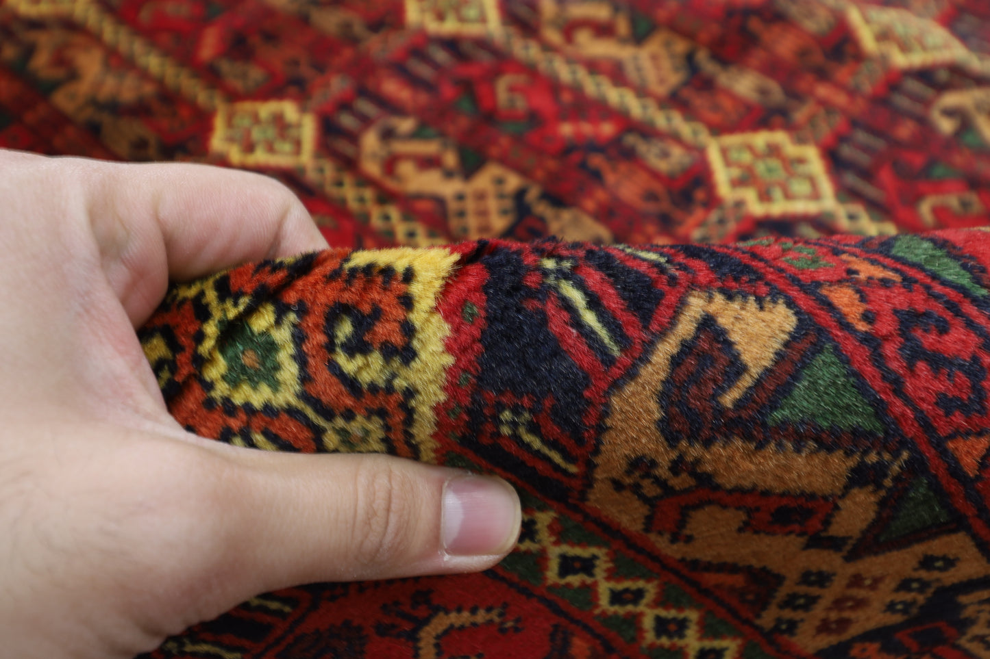 249 x 349 cm | Oriental Tribal Red Area Rug Afghan Hand Knotted Wool carpet