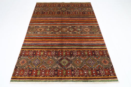 158 x 208 cm | Khorjun Afghan Tribal Hand Knotted Veg Dye Wool carpet