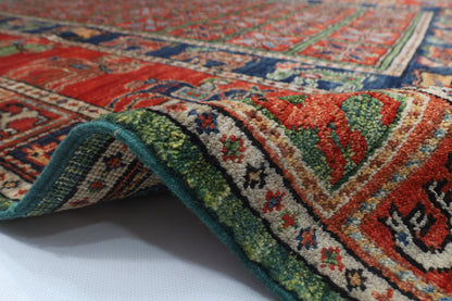 153 x 208 cm | Animal Red Design Hand Knotted Veg Dye Wool Afghan Carpet