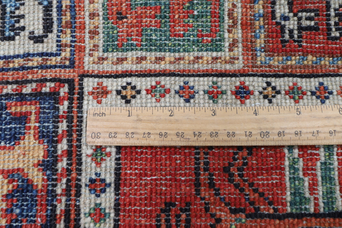 153 x 208 cm | Animal Red Design Hand Knotted Veg Dye Wool Afghan Carpet