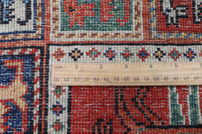 153 x 208 cm | Animal Red Design Hand Knotted Veg Dye Wool Afghan Carpet