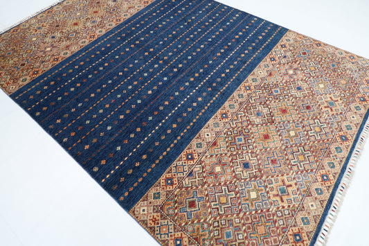 203 x 302 cm | Oriental Khorjun Blue Area Rug Afghan Hand Knotted Veg Dye Wool carpet