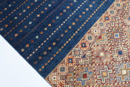 203 x 302 cm | Oriental Khorjun Blue Area Rug Afghan Hand Knotted Veg Dye Wool carpet