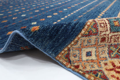 203 x 302 cm | Oriental Khorjun Blue Area Rug Afghan Hand Knotted Veg Dye Wool carpet