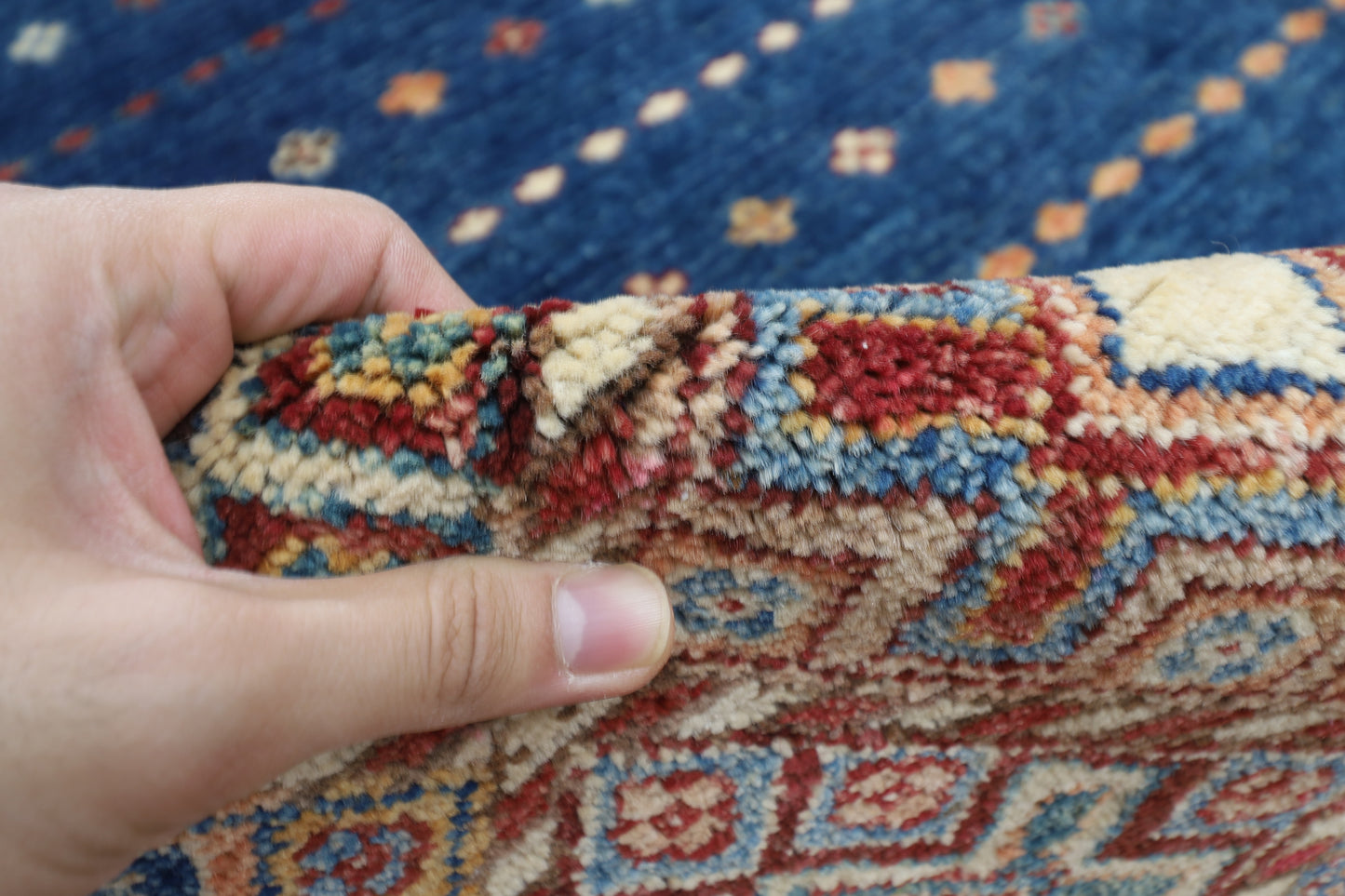 203 x 302 cm | Oriental Khorjun Blue Area Rug Afghan Hand Knotted Veg Dye Wool carpet