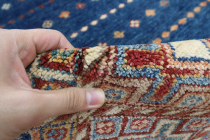 203 x 302 cm | Oriental Khorjun Blue Area Rug Afghan Hand Knotted Veg Dye Wool carpet