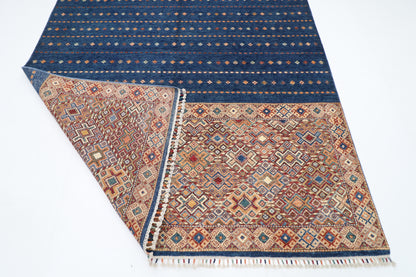 203 x 302 cm | Oriental Khorjun Blue Area Rug Afghan Hand Knotted Veg Dye Wool carpet
