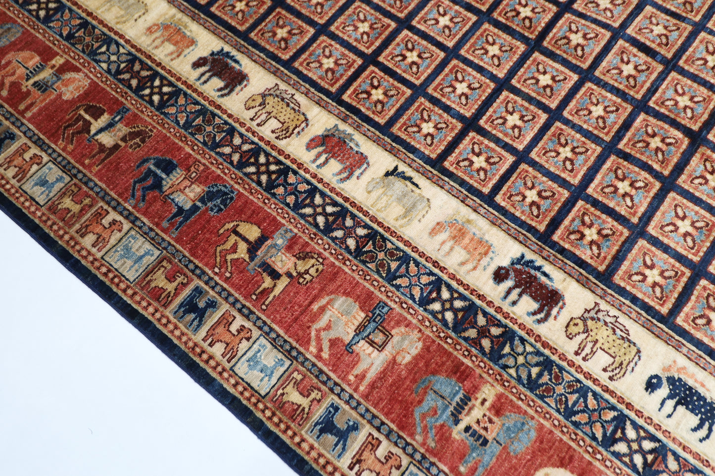 196 x 293 cm | Pazyryk Afghan Tribal Hand Knotted Veg Dye Wool carpet