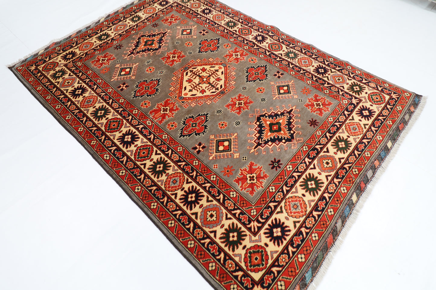 171 x 242 cm | Oriental Kazak Area Rug Afghan Hand Knotted Soft Wool carpet