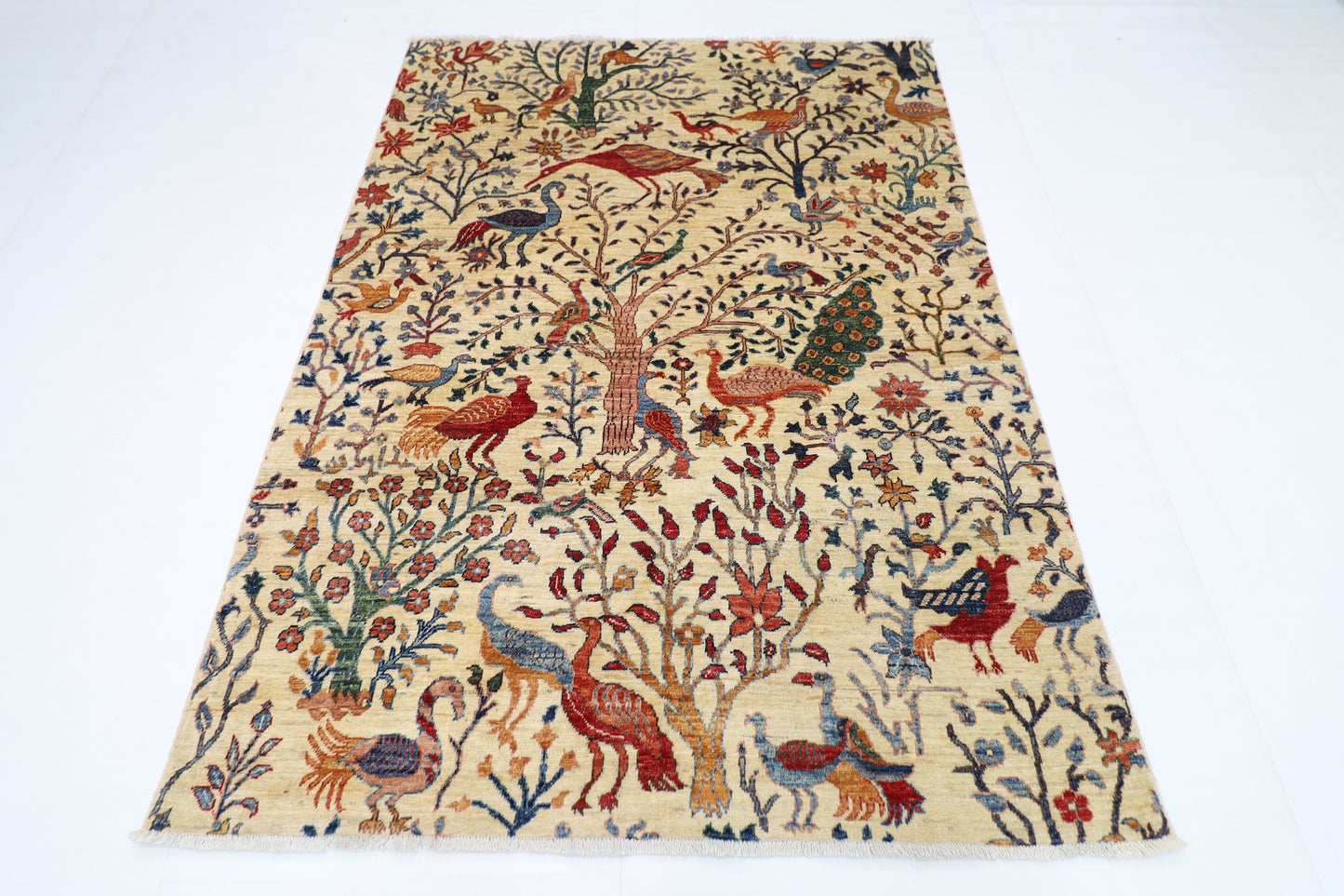 148 x 200 cm | Birds Afghan Tribal Hand Knotted Veg Dye Wool carpet