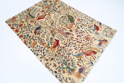 148 x 200 cm | Birds Afghan Tribal Hand Knotted Veg Dye Wool carpet