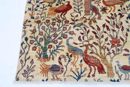 148 x 200 cm | Birds Afghan Tribal Hand Knotted Veg Dye Wool carpet