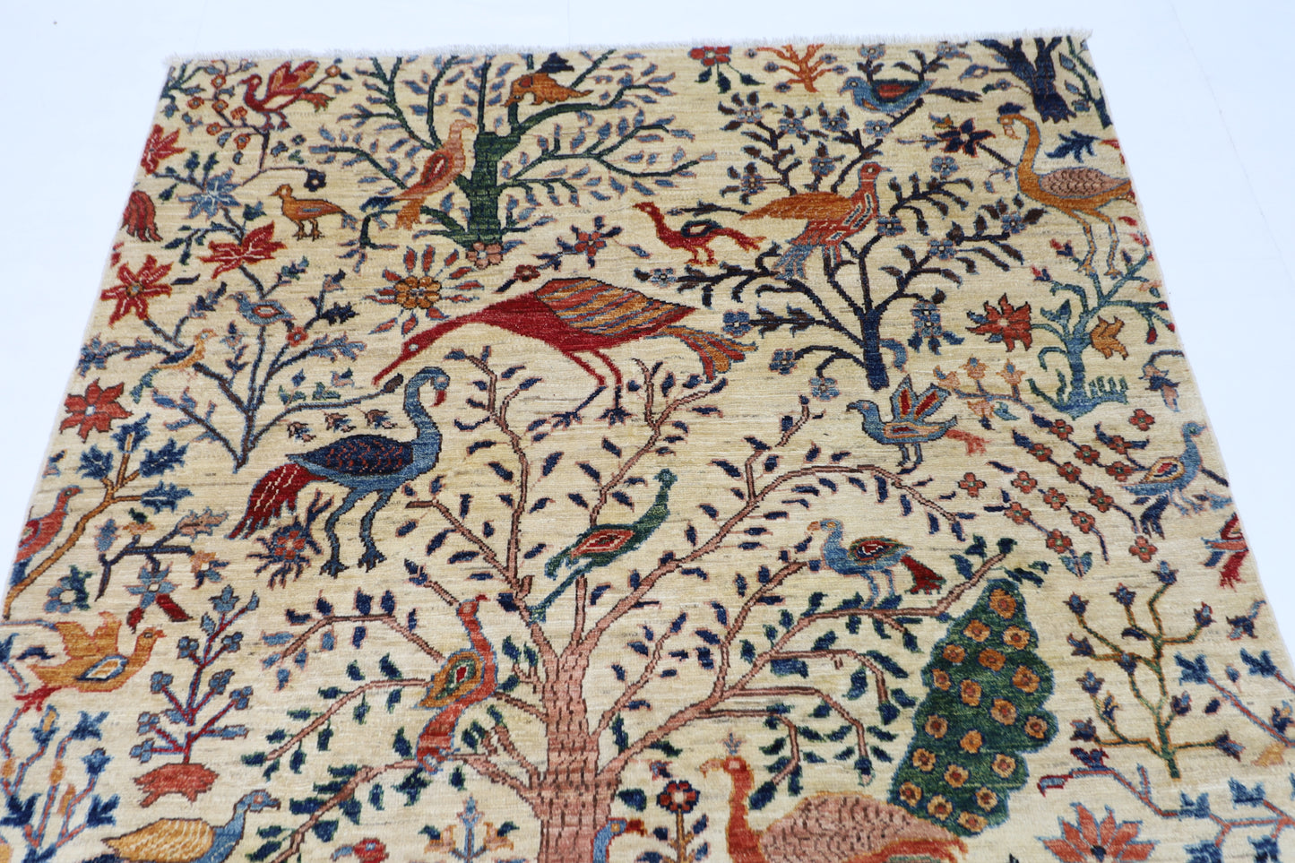 148 x 200 cm | Birds Afghan Tribal Hand Knotted Veg Dye Wool carpet