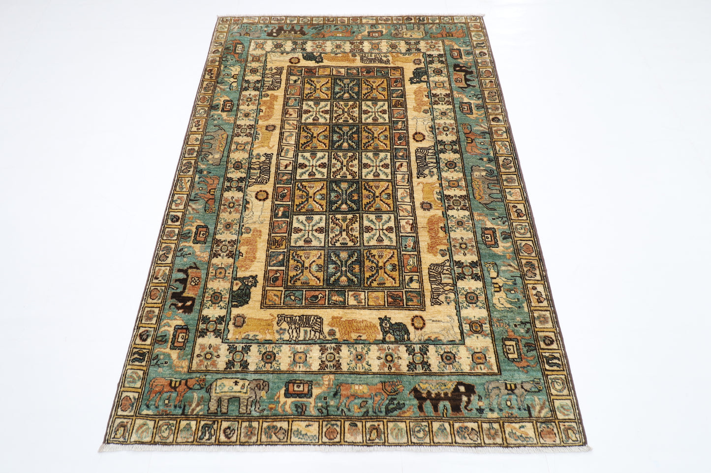 124 x 181 cm | Animal Oriental Area Rug Afghan Hand Knotted Veg Dye Wool carpet