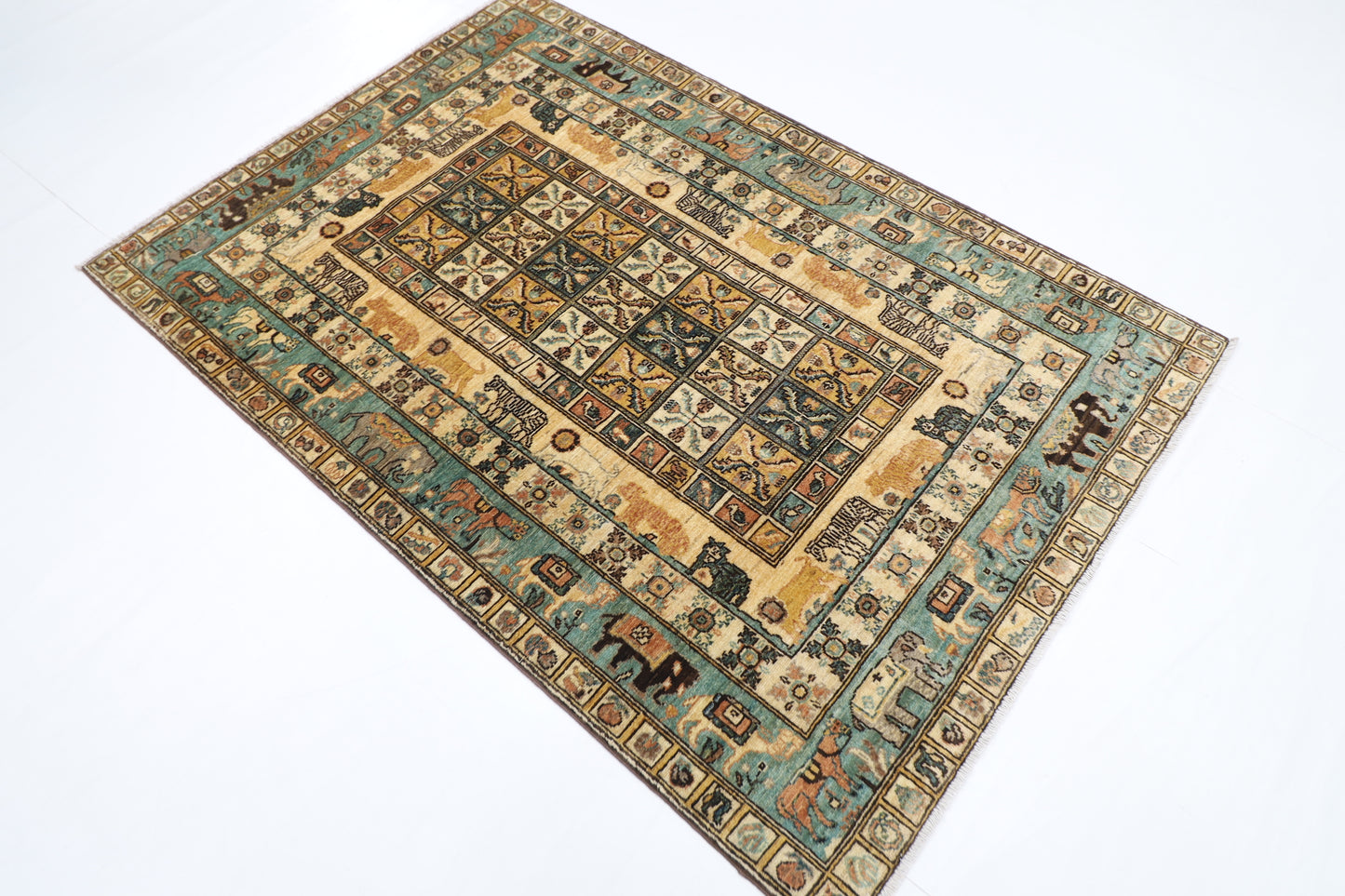124 x 181 cm | Animal Oriental Area Rug Afghan Hand Knotted Veg Dye Wool carpet