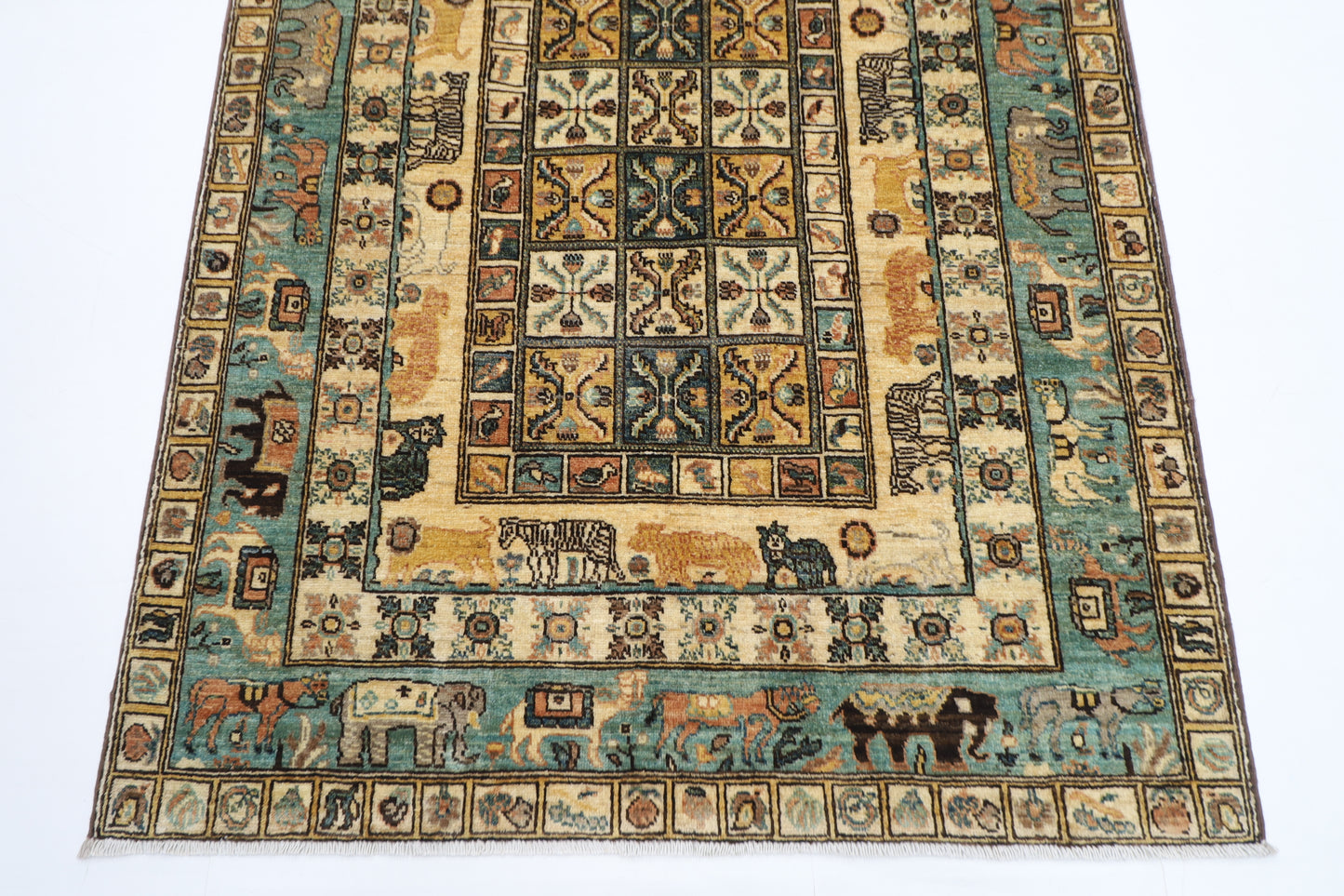 124 x 181 cm | Animal Oriental Area Rug Afghan Hand Knotted Veg Dye Wool carpet