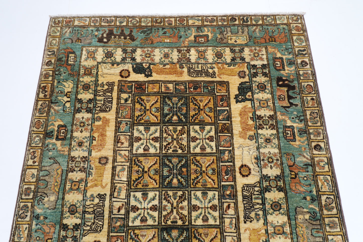 124 x 181 cm | Animal Oriental Area Rug Afghan Hand Knotted Veg Dye Wool carpet