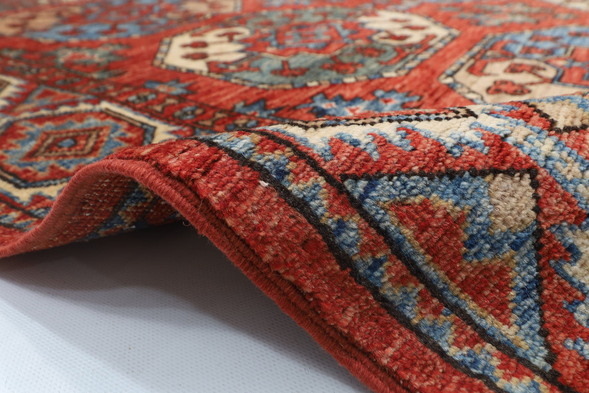 150 x 210 cm | Bokhara Red Design Hand Knotted Veg Dye Wool Afghan Carpet