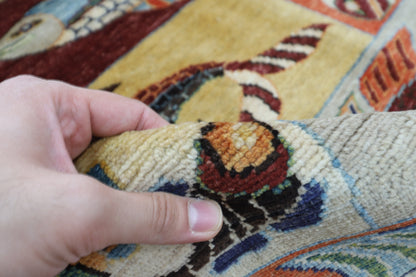 150 x 194 cm | Fish Blue Oriental Area Rug Afghan Hand Knotted Veg Dye Wool carpet