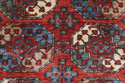 150 x 210 cm | Bokhara Red Design Hand Knotted Veg Dye Wool Afghan Carpet