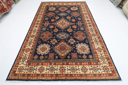 201 x 308 cm | Kazak Blue Oriental Area Rug Afghan Hand Knotted Veg Dye Wool carpet