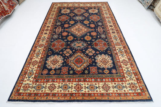 201 x 308 cm | Kazak Blue Oriental Area Rug Afghan Hand Knotted Veg Dye Wool carpet