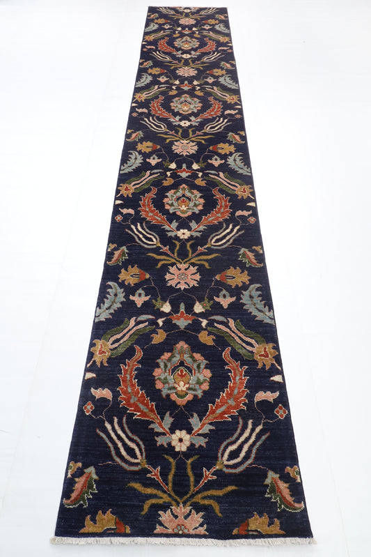 72 x 390 cm | Suzani Runner Design Hand Knotted Veg Dye Wool Afghan Carpet
