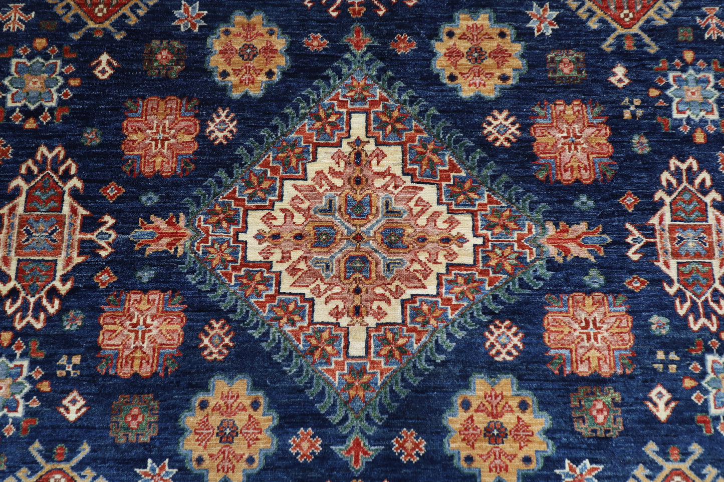 201 x 308 cm | Kazak Blue Oriental Area Rug Afghan Hand Knotted Veg Dye Wool carpet