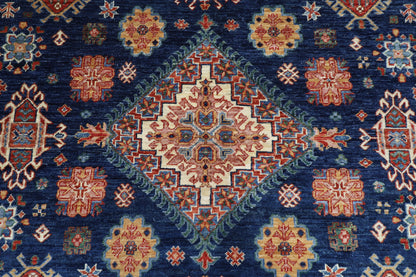 201 x 308 cm | Kazak Blue Oriental Area Rug Afghan Hand Knotted Veg Dye Wool carpet