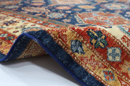 201 x 308 cm | Kazak Blue Oriental Area Rug Afghan Hand Knotted Veg Dye Wool carpet