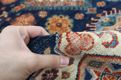 201 x 308 cm | Kazak Blue Oriental Area Rug Afghan Hand Knotted Veg Dye Wool carpet